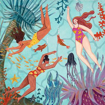 Women swimming in the sea by Caroline Bonne Müller