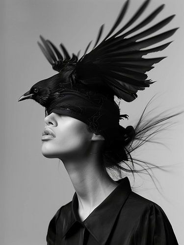Chapeau en forme d'oiseau corbeau