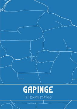 Blauwdruk | Landkaart | Gapinge (Zeeland) van Rezona