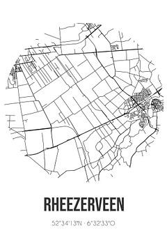 Rheezerveen (Overijssel) | Carte | Noir et blanc sur Rezona