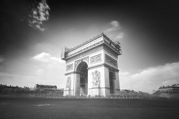 Arc de Triomphe lange sluitertijd zwart-wit
