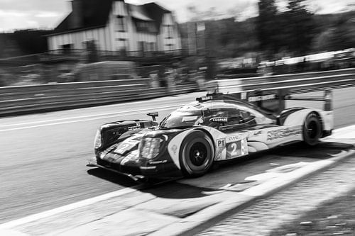 Porsche 919 Hybrid  sports-prototype racing car in Eau Rouge