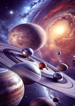 sterrenstelsel en planeet van nayyara art