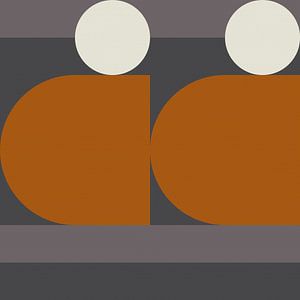 Abstracte geometrische retrostijl in donker goud, taupe, grijs XVI van Dina Dankers