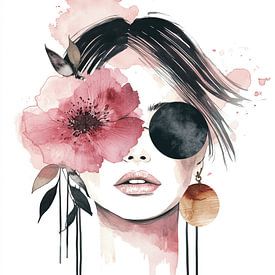 Blume und Frau | Frau mit Sonnenbrille von Zen und Mehr