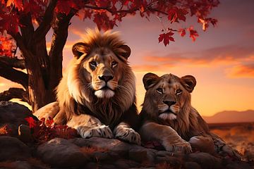 Lions on savannah by PixelPrestige