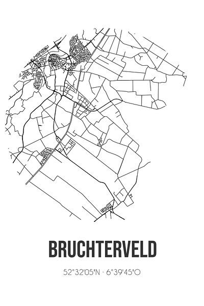 Bruchterveld (Overijssel) | Landkaart | Zwart-wit van Stad & Wand