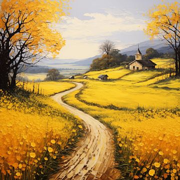 Route du printemps jaune sur TheXclusive Art
