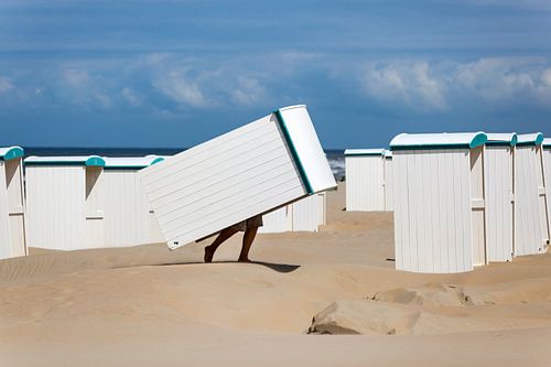 Strandhuisjes bij Katwijk aan Zee van Evert Jan Luchies
