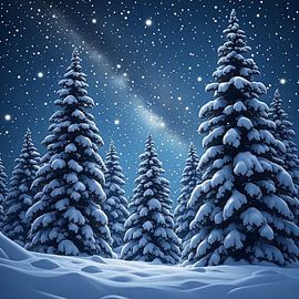 Sternennacht im verschneiten Wald von Artistic