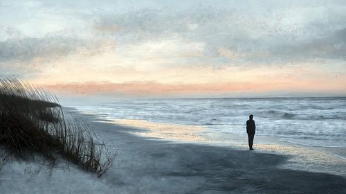 Coucher de soleil sur une plage vide