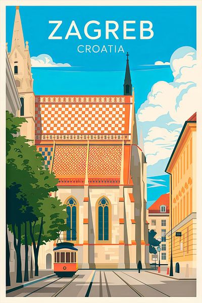 Zagreb, Kroatië van Poster Art Shop