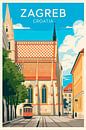 Zagreb, Kroatië van Poster Art Shop thumbnail