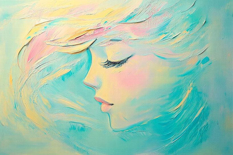 Soft portrait study - pastel colours by Poster Art Shop