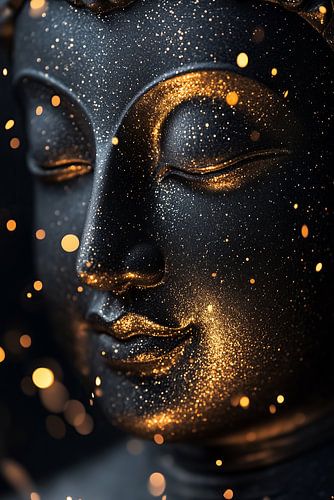 buddha gesicht gold dunkel rest