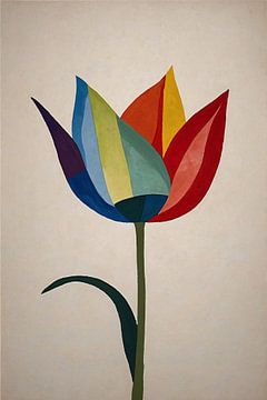 Portrait of colourful tulip by De Muurdecoratie