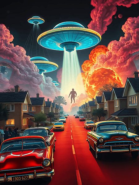 UFO Hovering Over the City by Bovi Okta
