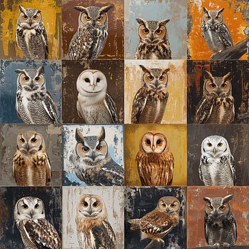 Owls collage creative style by Mel Digital Art