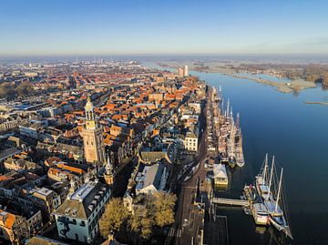 Kampen city view with the Nieuwe Toren and sailing ships by Sjoerd van der Wal Photography