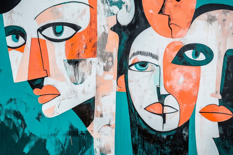 Artistic faces in a blaze of colour by Poster Art Shop