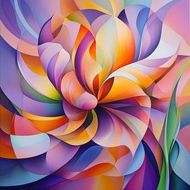 Abstract Flower Colourful and Modern by Wilma Mesman