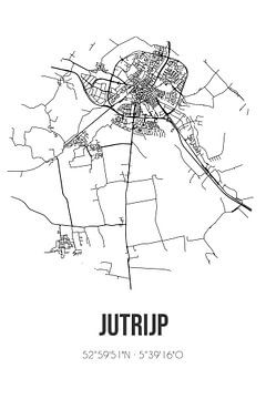 Jutrijp (Fryslan) | Map | Black and white by Rezona