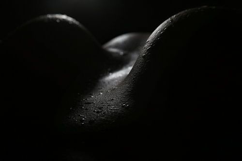 Beautiful hilly landscape of a body with raindrops work 1