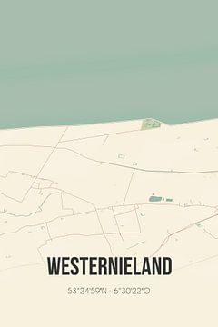 Vintage landkaart van Westernieland (Groningen) van Rezona