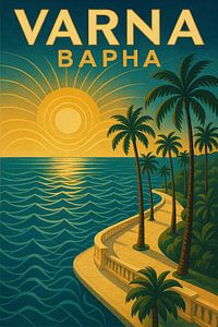 Varna Sonnenaufgang Küste - Art Deco Sommer Reise Poster
