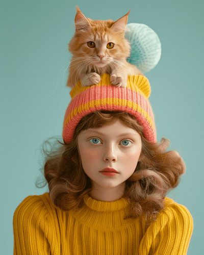 Portrait coloré "Cat love&quot ;