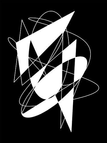 Abstract organic geometric art in black and white