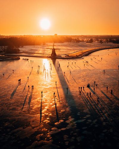 Schaatsen op Paterswoldsemeer, Groningen, Nederland