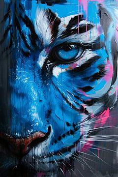 Levendige abstracte tijger in graffiti stijl van De Muurdecoratie