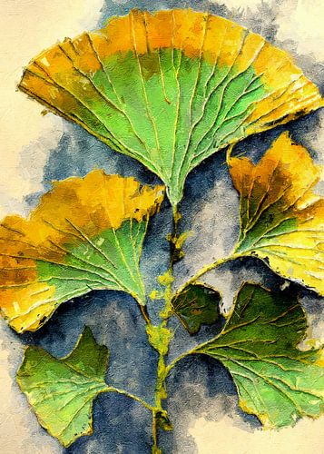 Ginko Biloba digitaal olieverfschilderij #ginko