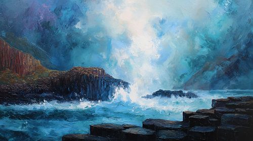 Causeway Coast, England, at night: an abstract panorama