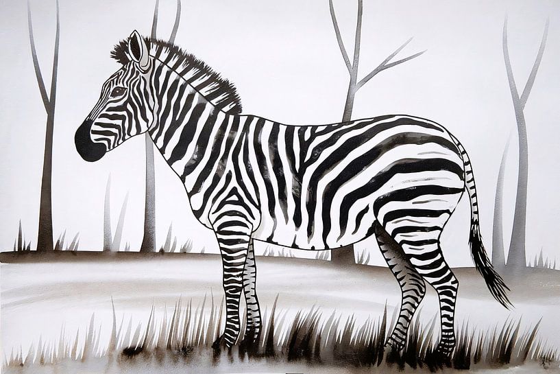 Minimalistische zebra in zwart-wit van Imperial Art House
