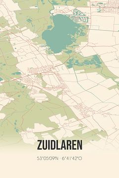 Vintage landkaart van Zuidlaren (Drenthe) van Rezona