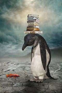 De trieste pinguïn en zijn zware last.... van Ursula Di Chito