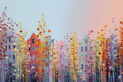 Ville pastel en fleurs