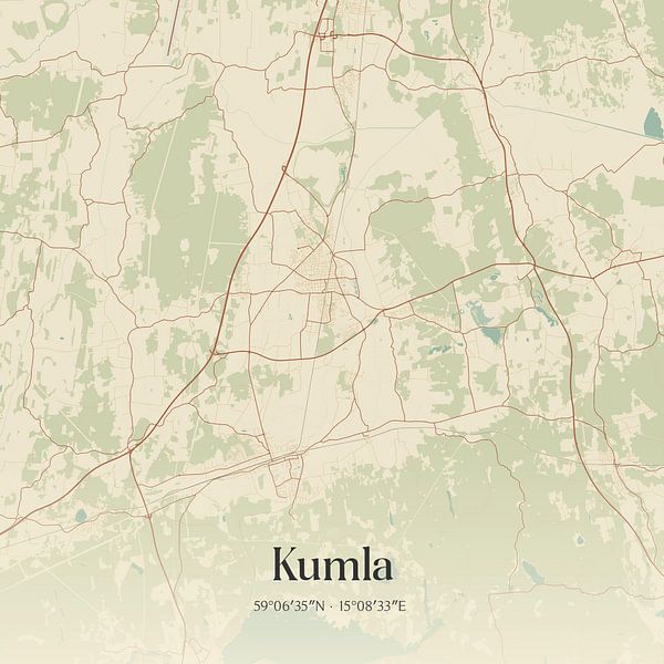 Vintage map of Kumla, Sweden. by Prints of Place