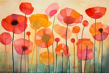 Coquelicots abstrait sur Bert Nijholt