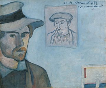 Emile Bernard - Self Portrait with Portrait by Gauguin by Peter Balan