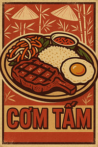 Cơm Tấm Poster - Retro Broken Rice Wandkunst