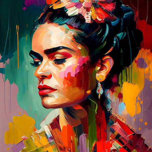 grafiek Exclusief limoen Modern portret van Frida van Roger VDB op canvas, behang en meer