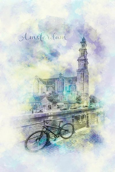 AMSTERDAM Prinsengracht | aquarel stijl van Melanie Viola