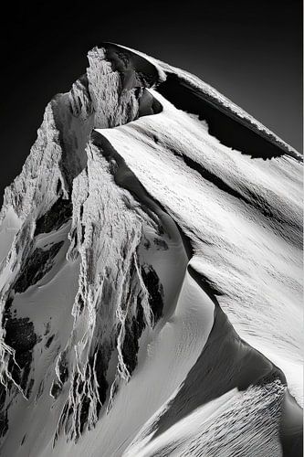 Sommet de montagne enneigé - noir et blanc