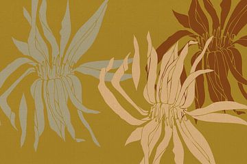 Romantische Botanische Kunst met Art Deco Invloed van Abstract Minimalist Art