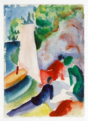 August Macke's Picknick op het strand na het zeilen