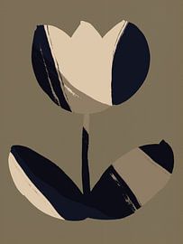 Fleur dans le style Boho. Abstrait botanique rétro des années 70. Tons de terre II. sur Dina Dankers