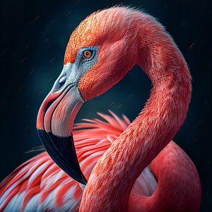 Porträt eines Rosa Flamingo Illustration